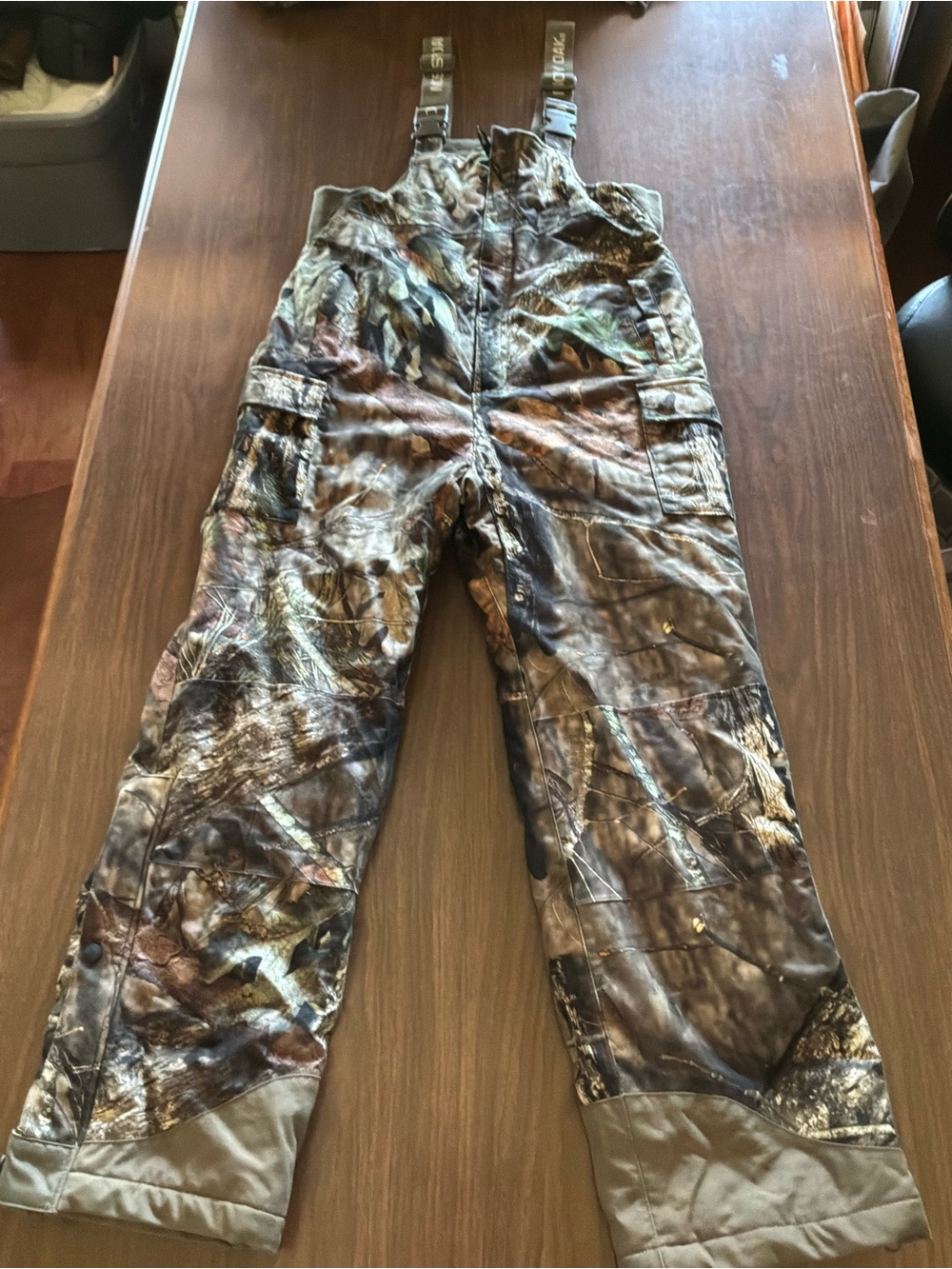 Mossy Oak Breakup insulated Youth Camo Bib/Overalls in the pattern Breakup